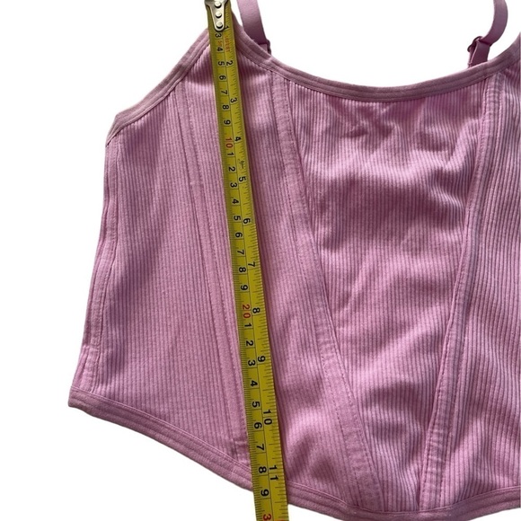 Colsie Pink Corset Ribbed Mesh Top - Picture 9 of 10